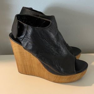 Steve Madden Faux Black Leather Wedges